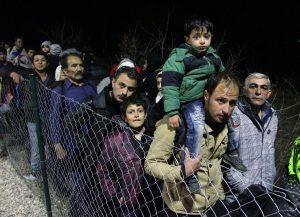 Migrants at the border between Serbia and Macedonia