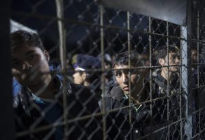 Migrants waiting at Macedonia-Greece border