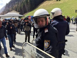 Demonstration in Brenner border line from Italian part