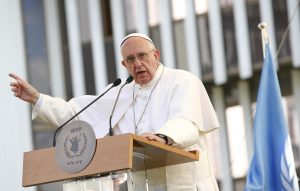 Pope Francis during a visit at the United Nations World Food Progamme (WFP) headquarter in Rome