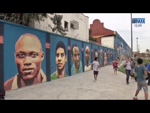 Un murales per la squadra dei rifugiati a Rio 2016